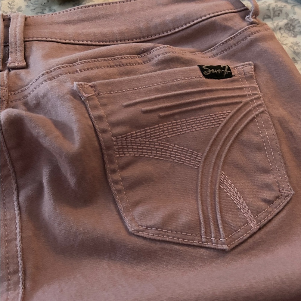 Seven7 Women's High Rise Skinny Jeans - Mauve - Picture 6 of 6